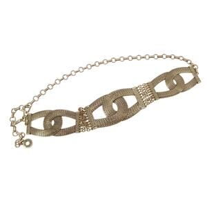 Chico's Gold Interlocking Chain Link Womens Adjustable Belt Boho Glam Mob Wife